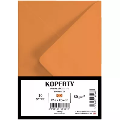 Koperty B6 pomarańczowe 10szt