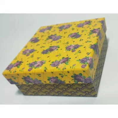 Pudełko Kwadratowe Żółte W Kwiaty 12X12X5Cm Outlet