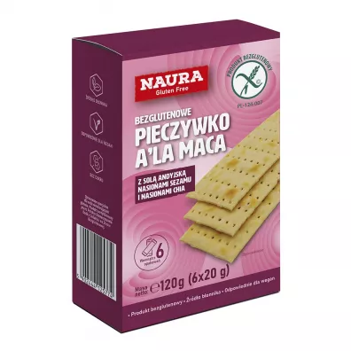 Naura Pieczywko chrupkie z solą andyjską, nasionami sezamu i nasionami chia bez glutenu 120 g