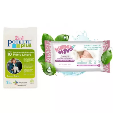 Potette Wkłady jednorazowe do Nocnika 10 szt. + 1 opakowanie chusteczek KBN 56 szt. GRATIS