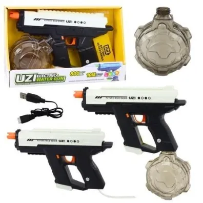 Pistolet na wodę elektryczny 10m czarnobiały 800ml Leantoys