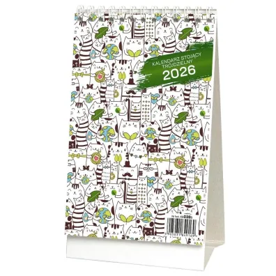 Kalendarz 2026 stojący trójdzielny koty