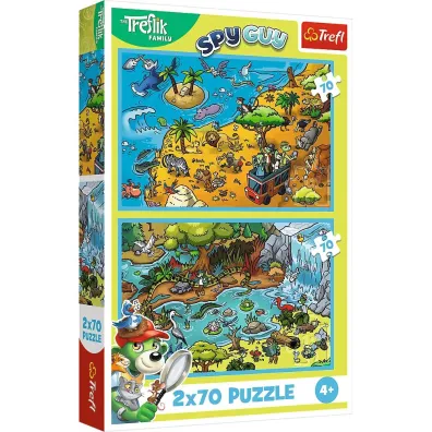 Puzzle 2x70 elementów Trefliki w Krainie Zwierząt