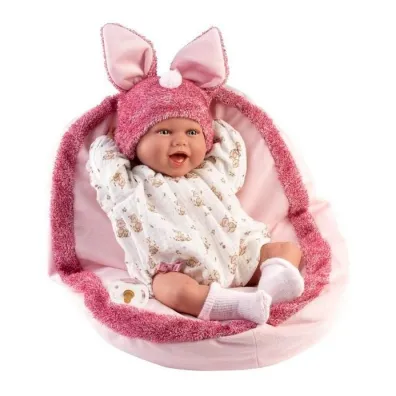 Lalka bobas Mimi śmiejąca się z podusią 42cm