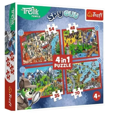 Puzzle 4w1 Podróże Treflików TREFL