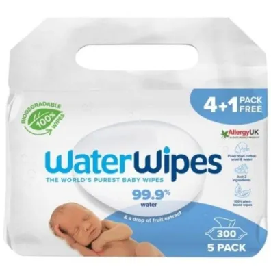 Waterwipes Chusteczki nawilżane nasączane czystą wodą 5 x 60 szt.