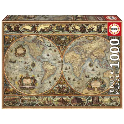 Puzzle 1000 Stara mapa świata Educa