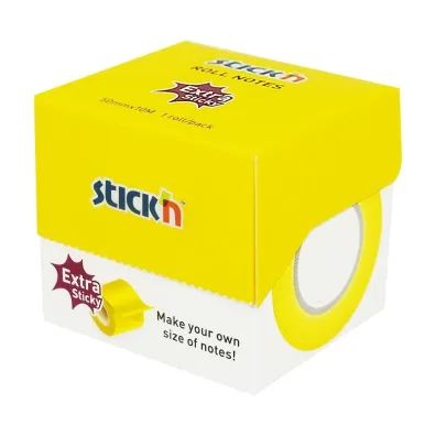 Stickn Notes samoprzylepny 50mmx10m na rolce żółty neon