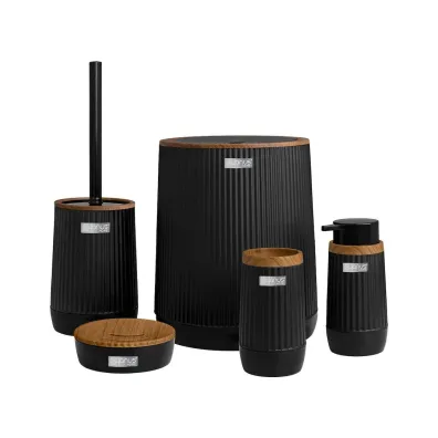 Okyanus Zestaw łazienkowy 5 el Nida czarny drewno