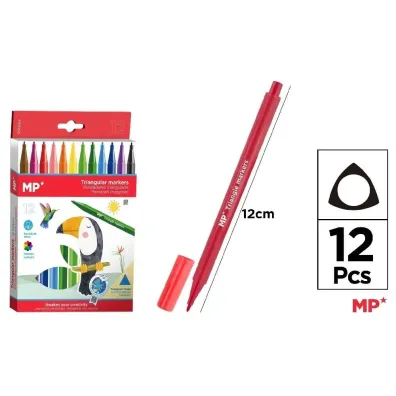 Mp Main Paper Flamastry szkolne trójkątne 12 kolorów