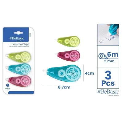 BeBasic Korektor w taśmie 5mmx6m 3szt