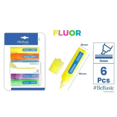 BeBasic Zakreślacz fluorescencyjny 6szt