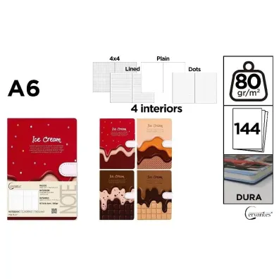 Cervantes Notatnik A6/144K magnes ice cream MIX