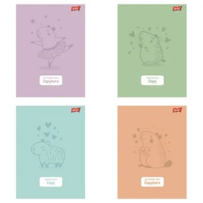 St. Majewski Paczka Zeszyt A5 32k.w kratkę pastel Capybara mix pakiet 15 sztuk