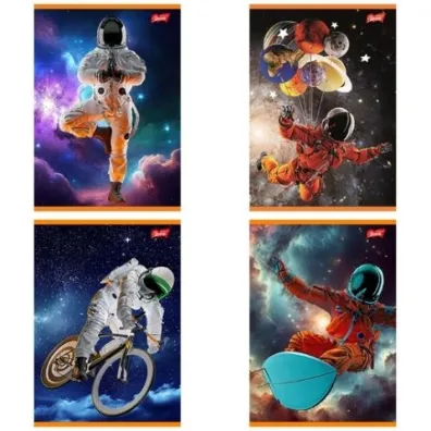 St. Majewski Paczka Zeszyt A5 32k. w linię dwukolorowa Spaceman mix pakiet 15 sztuk
