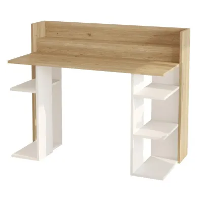 HowHomely Biurko komputerowe VADER kolor dąb biały