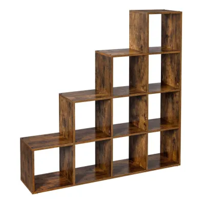 Songmics Regał na książki brązowy 10 poziomów Brązowy, wykonany z solidnej płyty meblowej regał na książki, zabawki i dekoracje - 10 kostek.