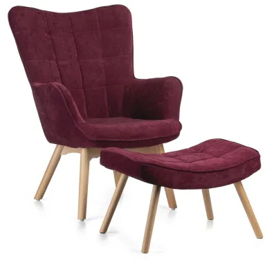 Fotel z podnóżkiem Grella Plum