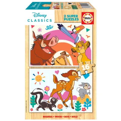 Puzzle drewniane 2x16 Król Lew Bambi Educa