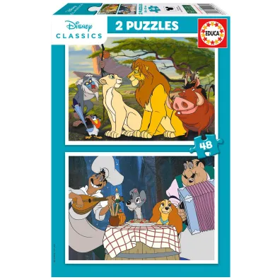 Puzzle 2x48 Król Lew Zakochany kundel Educa