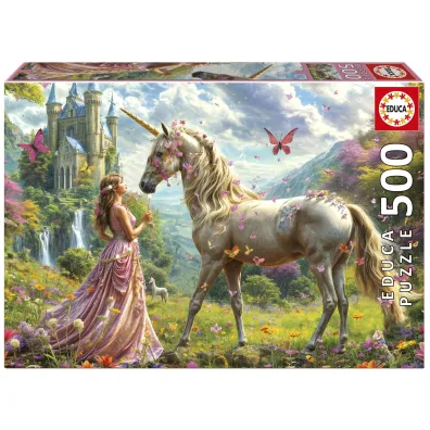 Puzzle 500 Wróżka, jednorożec i motyl Educa
