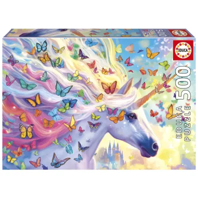 Puzzle 500 Jednorożec i kolorowe motyle Educa