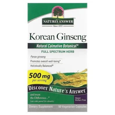 Natures Answer Korean Ginseng 500 mg - Żeń-szeń koreański Suplement diety 50 kaps.