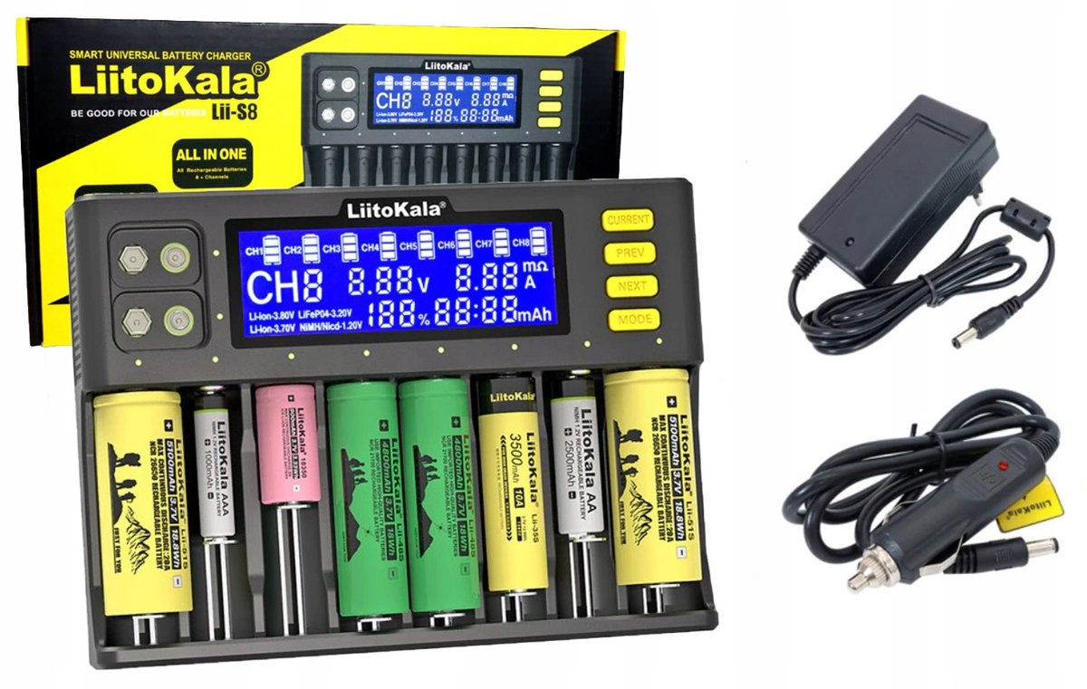 LiitoKala Lii-S8 UNIWERSALNA ŁADOWARKA OGNIW AKUMULATORÓW Li-Ion AAA 18650