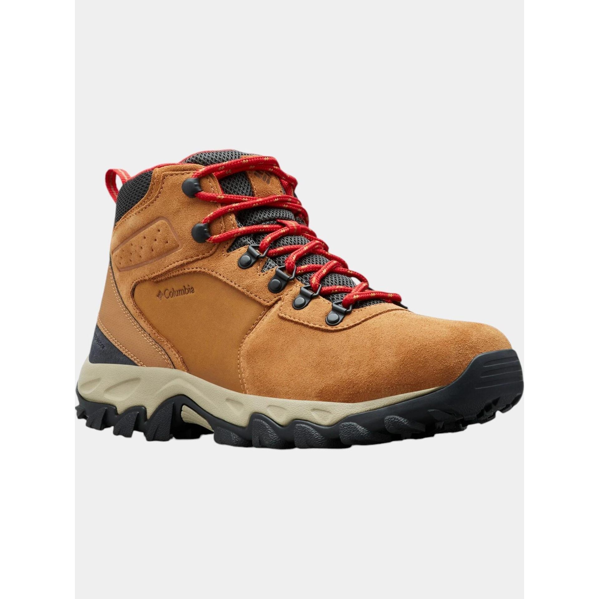 Columbia Newton Ridge Plus 2 zamszowe buty trekkingowe męskie ze średnim stanem, Łoś góra czerwony, 44 EU