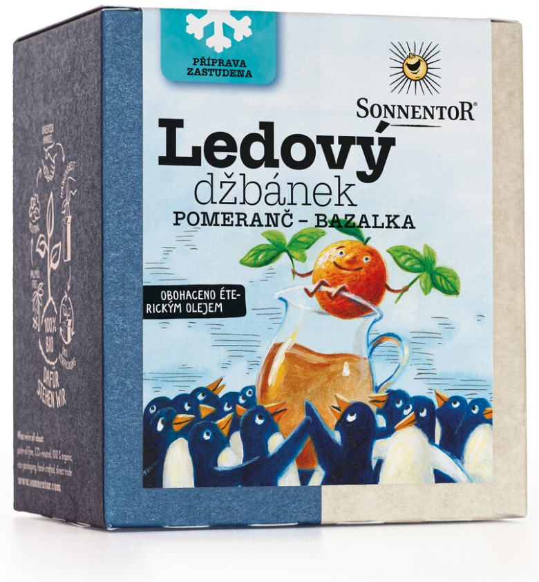 Sonnentor - Ice Jug® pomarańcza - bazylia, torebki herbaty, ekologiczna, 16 szt.