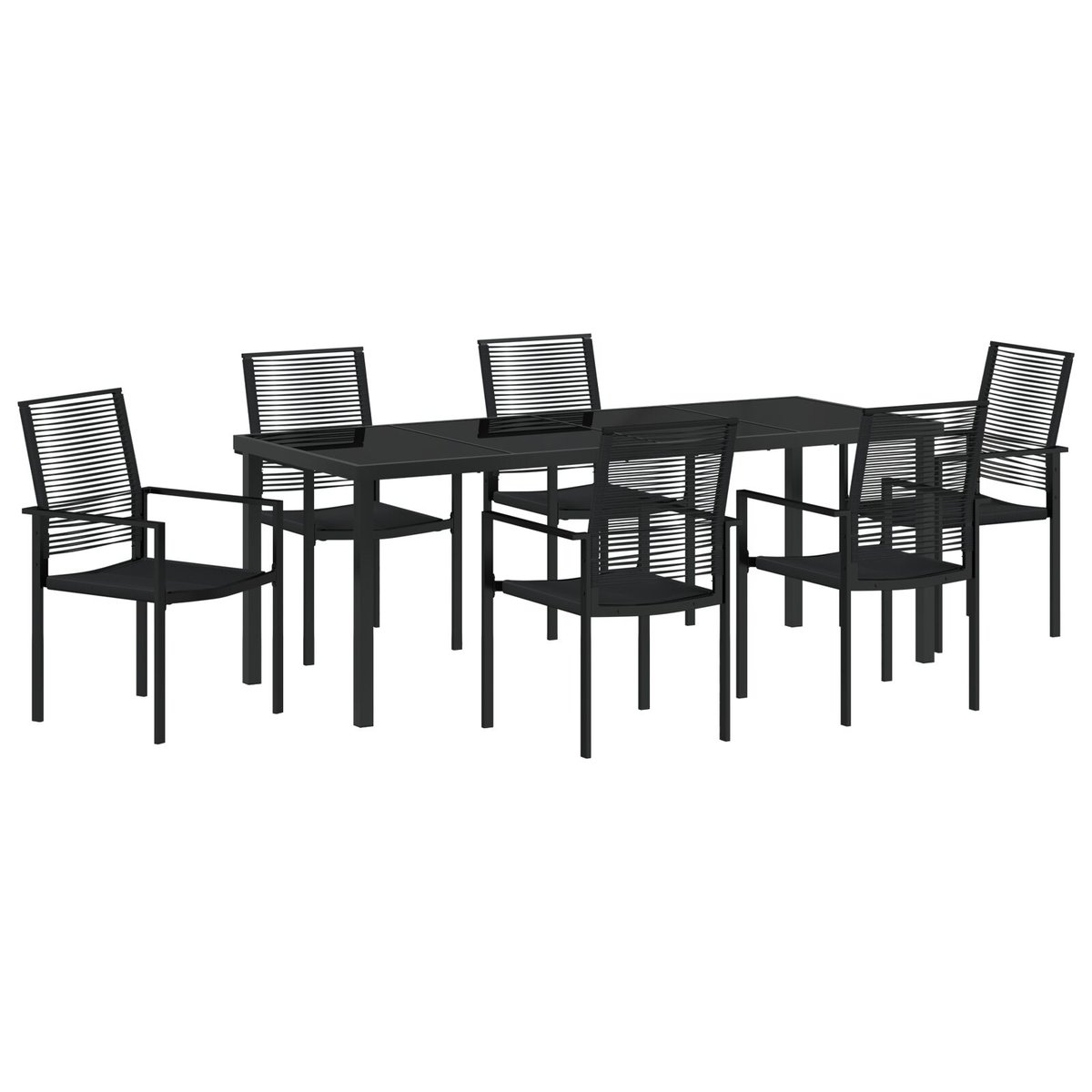 vidaXL Zestaw do jadalni w ogrodzie 7 szt. Czarny Rattan PVC