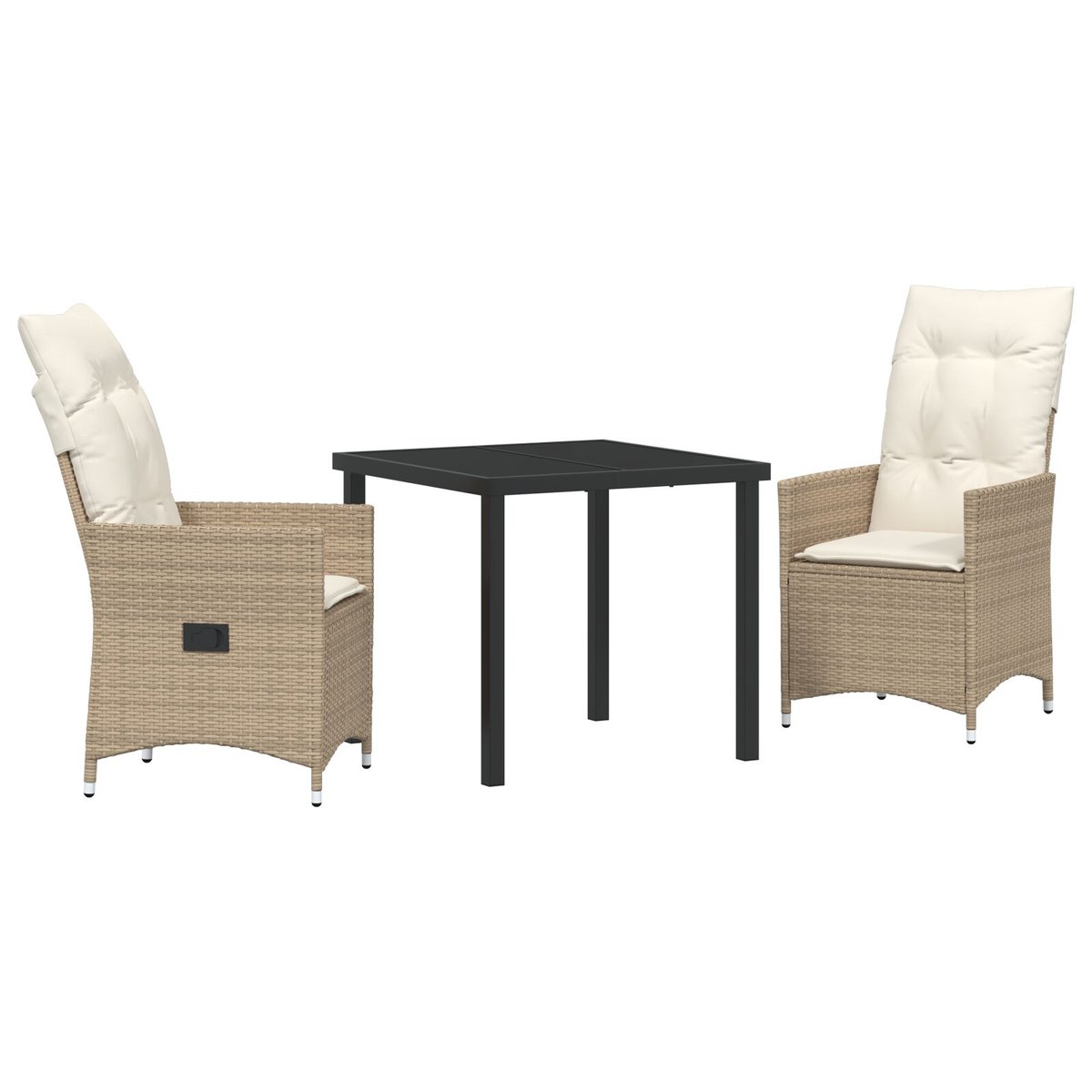 vidaXL Zestaw jadalny 3-częściowy z poduszkami Beżowy polirattan