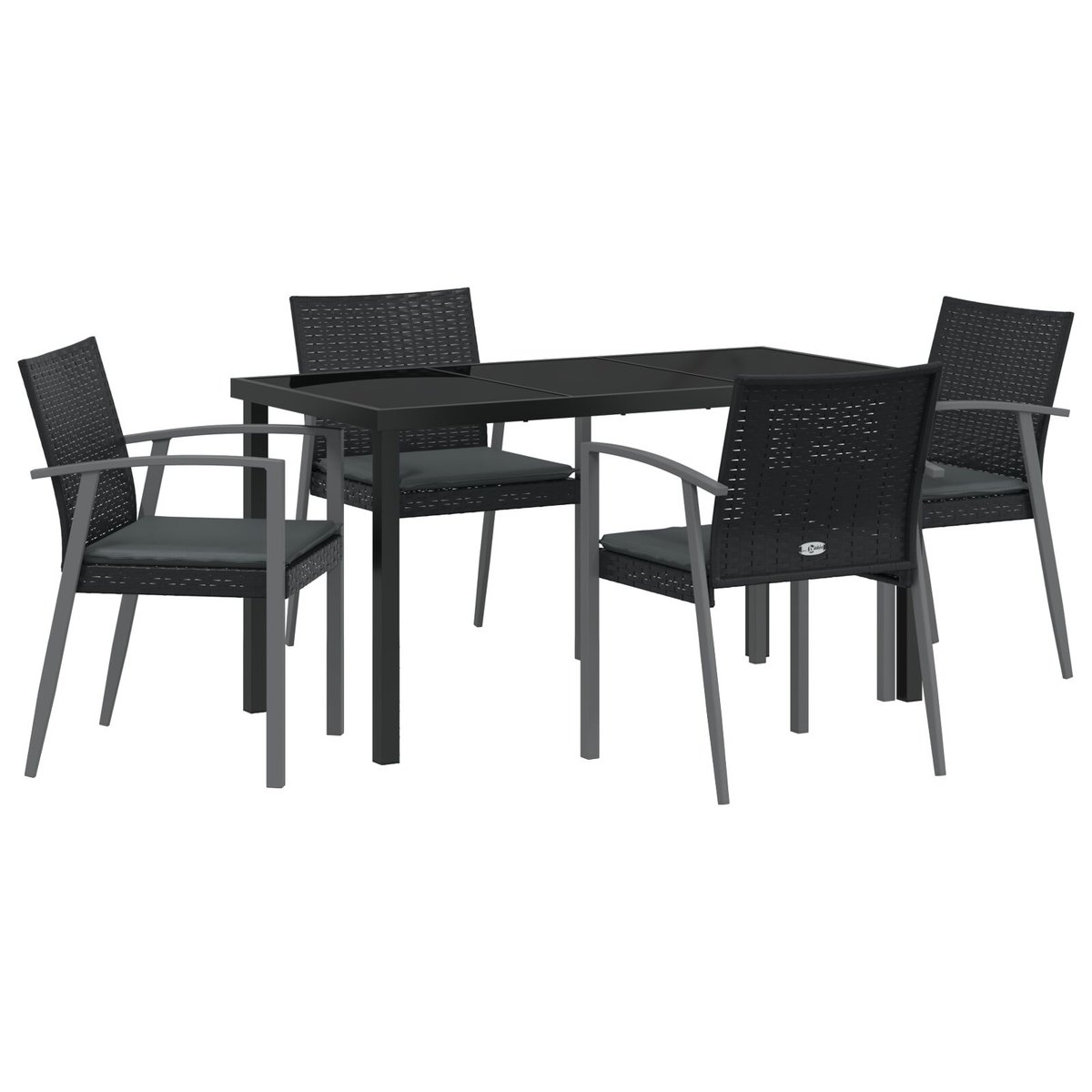 vidaXL Zestaw 3 Czarny Polirattan, stal 56,5 x 57 x 83 cm Trwały