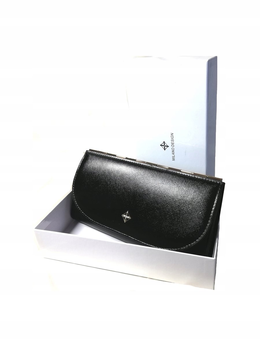 Duży Portfel Damski Milano Design Czarny Elegancki Eco Skóra