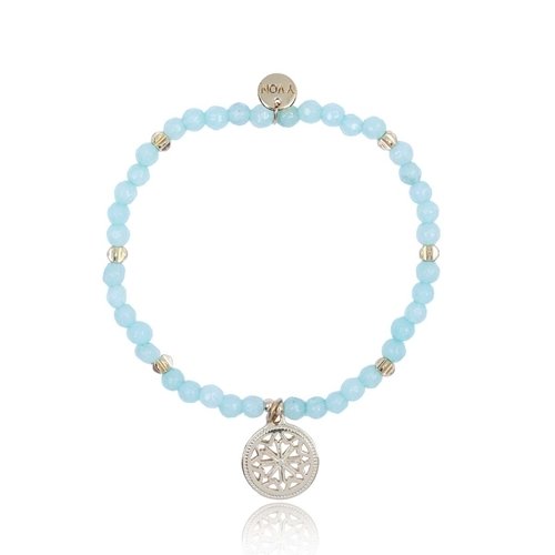 Bransoletka Z Amazonitu Pozłacana Zawieszka Yvon