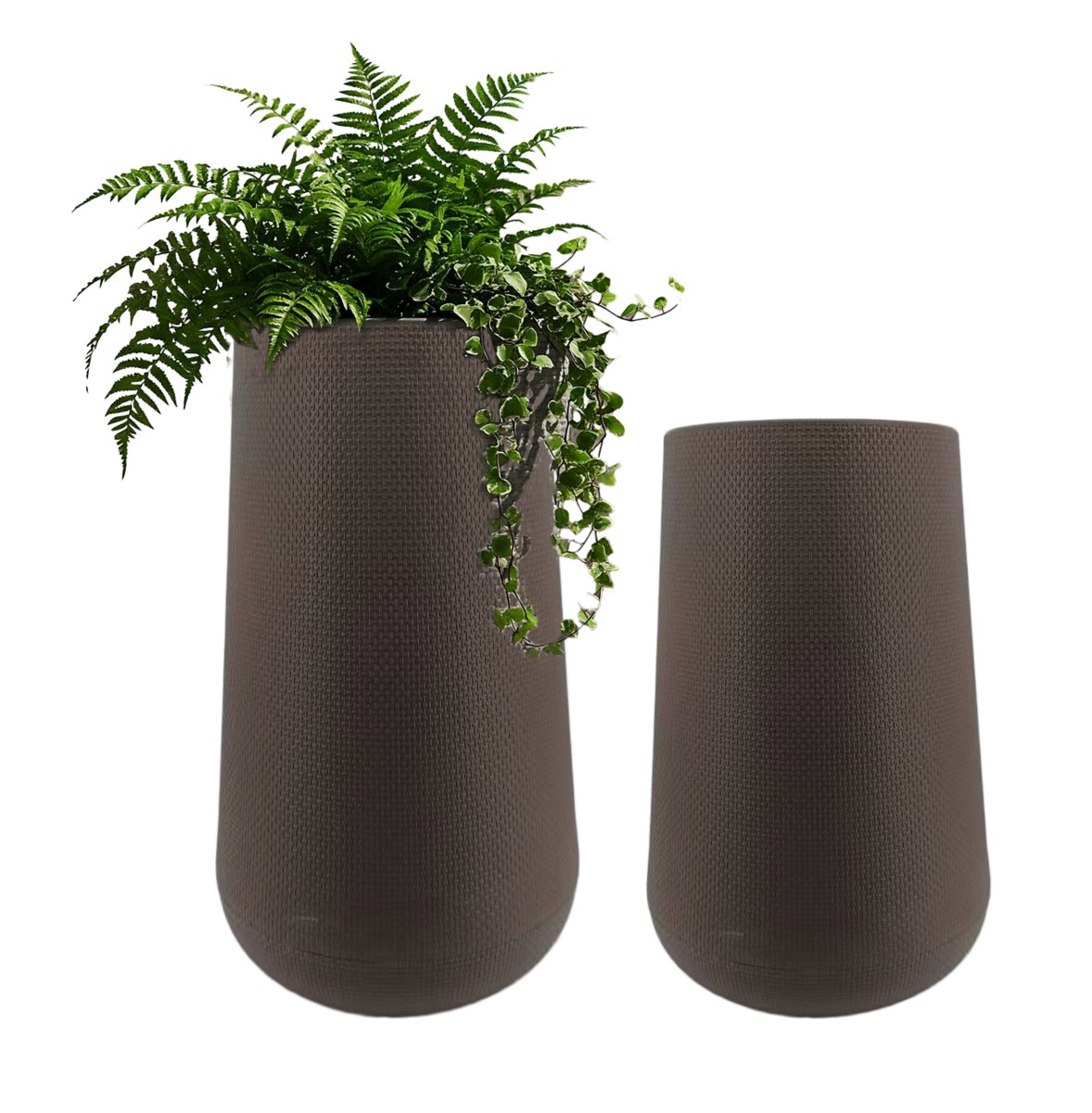Doniczka Donica Ogrodowa Tarasowa Brąz Cylindryczna Wysoka 65Cm Jak Rattan