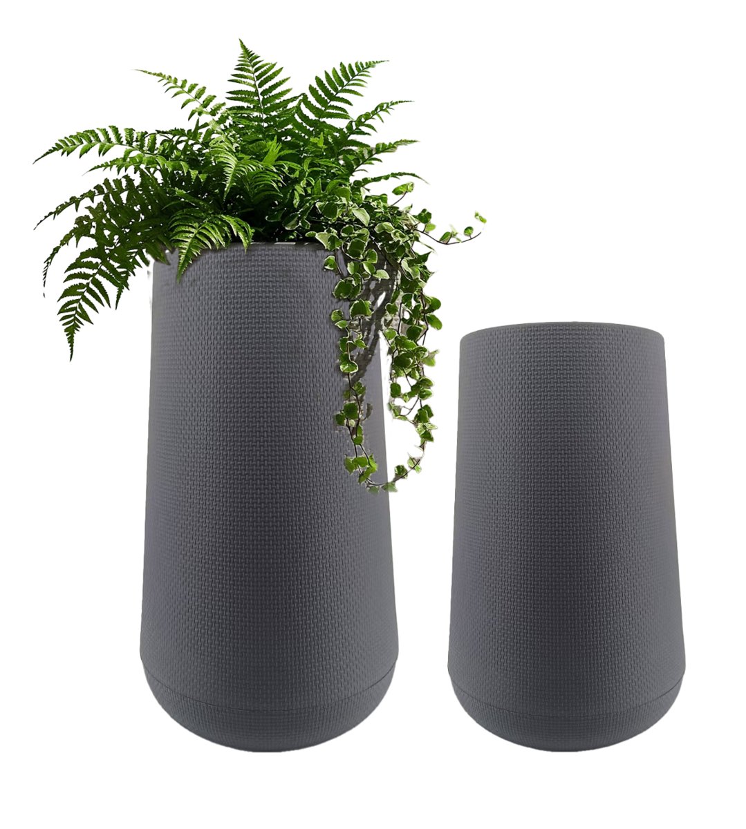 Doniczka Donica Ogrodowa Tarasowa Szara Cylindryczna Wysoka 65Cm Jak Rattan