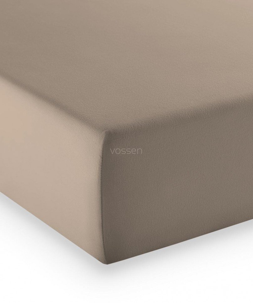 Prześcieradło 150x200 Jersey Comfort Taupe bawełna egipska LYCRA elastyczne premium niegniotące się