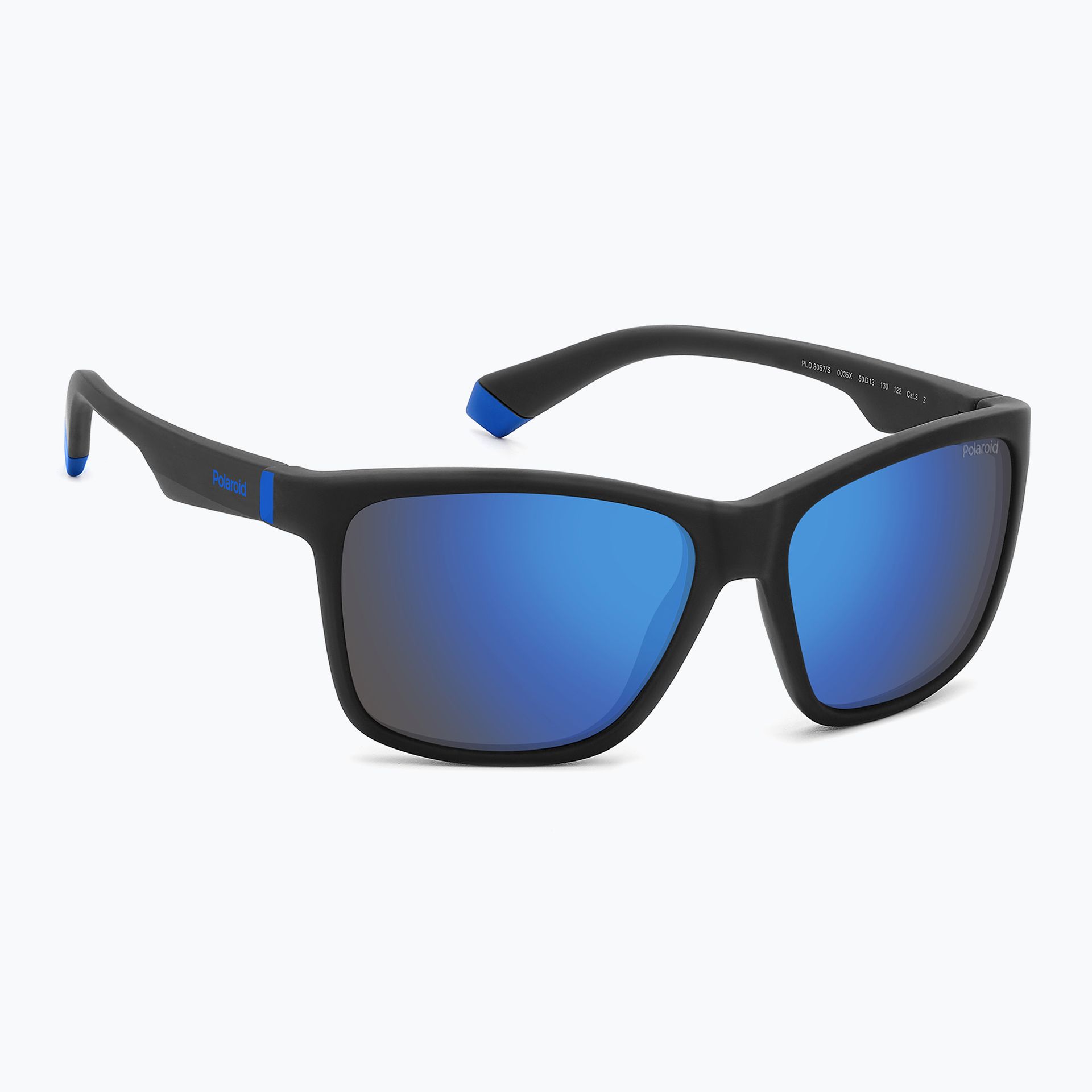 Okulary przeciwsłoneczne dziecięce Polaroid PLD 8057/S matte black/blue mirror polarized WYSYŁKA W 24H 30 DNI NA ZWROT