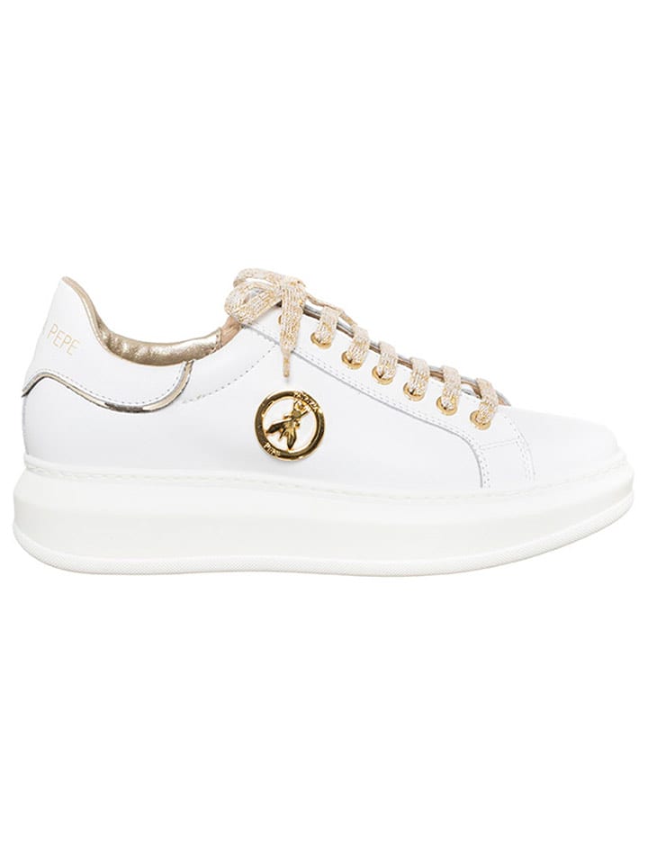 Patrizia Pepe Skórzane sneakersy w kolorze białym