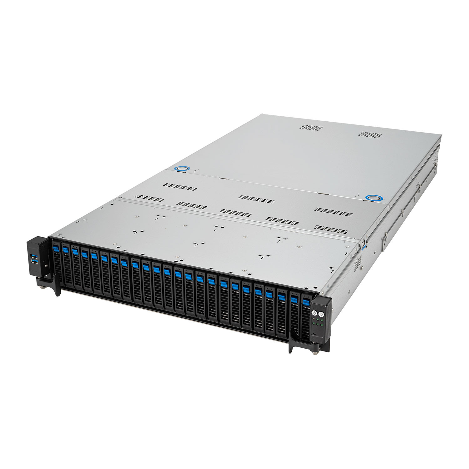 Platforma Asus Rack (2U) RS720A-E12-RS24U AMD Epyc 9004 (24x NVMe, 2xM.2, 3xGPU, 2x10Gbe, IPMI, 1+1 2600W) 90SF02E1-M00MZ0