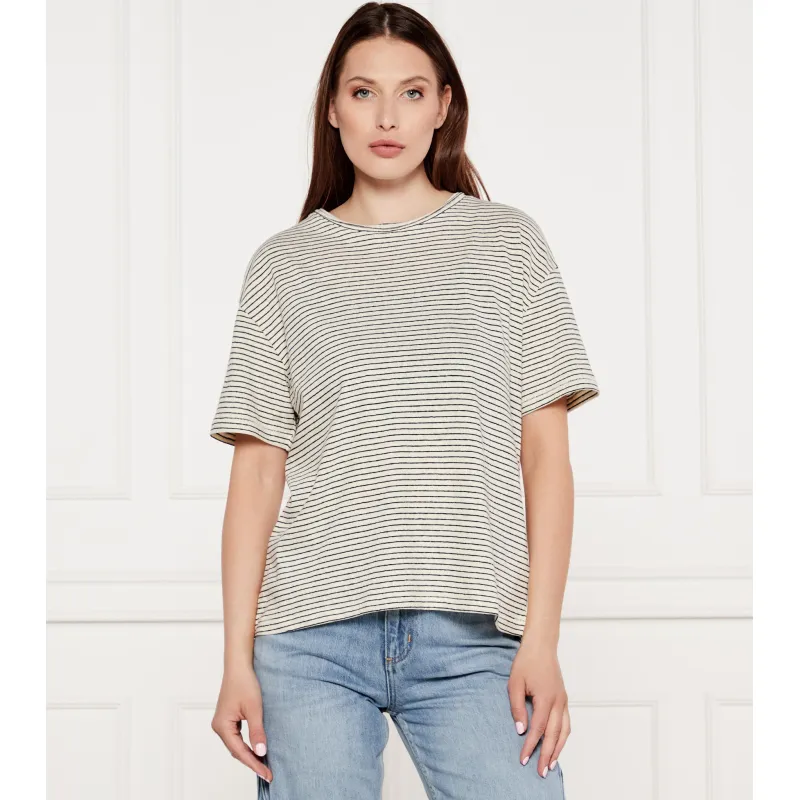 Tommy Hilfiger T-shirt Loose fit z dodatkiem lnu