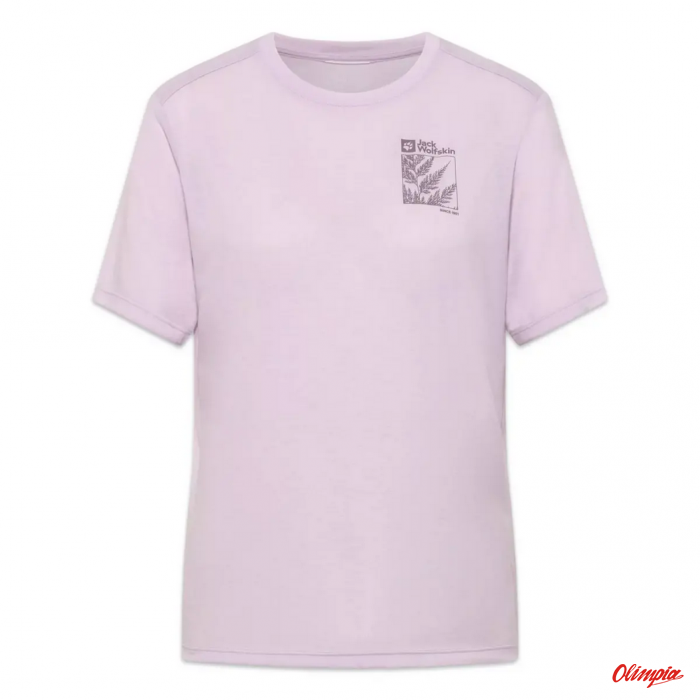 Koszulka Damska Jack Wolfskin Vonnan Graphic Explore - Pale Lavender