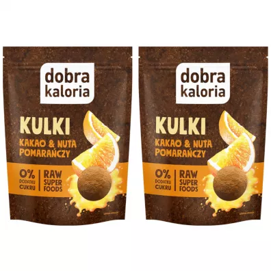 Dobra Kaloria Kulki Mocy kakao i nuta pomarańczy Zestaw 2 x 65 g