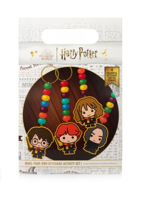 Zestaw 4 breloków do kluczy Harry Potter Chibi brelok drewniane zawieszki