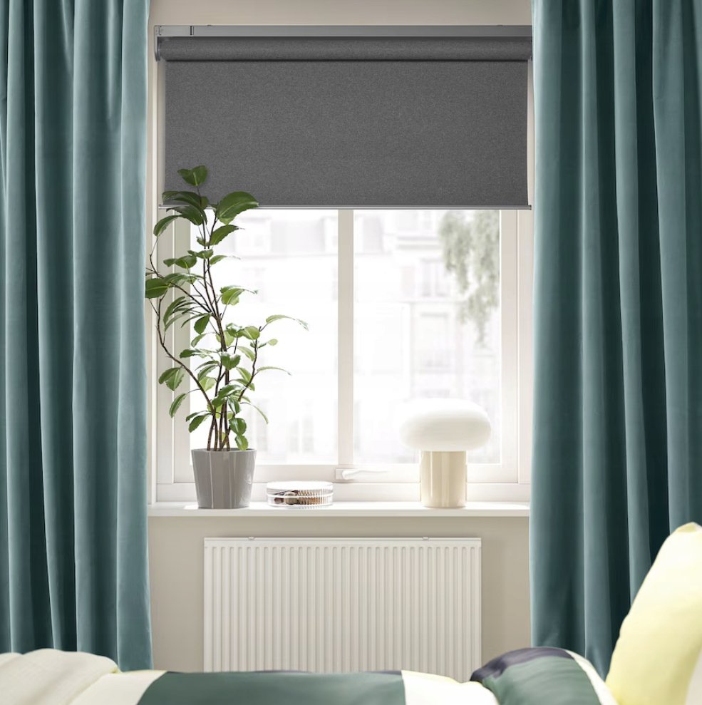 IKEA SANELA Zasłona zaciemniające taśma, tunel, żabki 140 cm x 300 cm