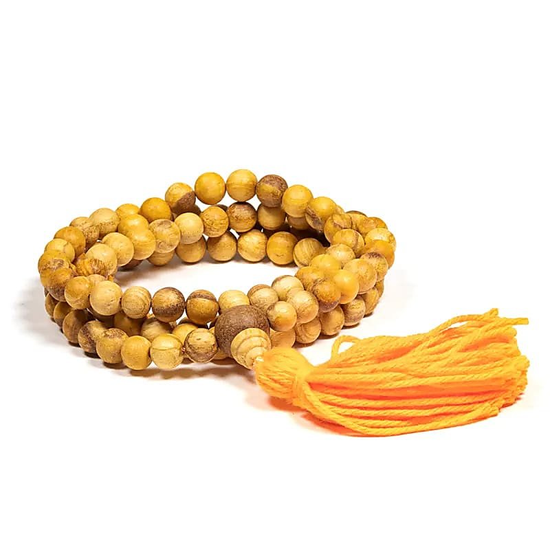 Różaniec Mala Rudraksha 108 koralików Palo Santo z koralikiem Guru