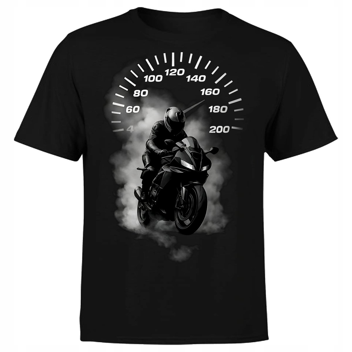 KOSZULKA MĘSKA Z NADRUKIEM MOTOCYKL PRĘDKOŚĆ ZEGAR DLA MOTOCYKLISTY 5XL