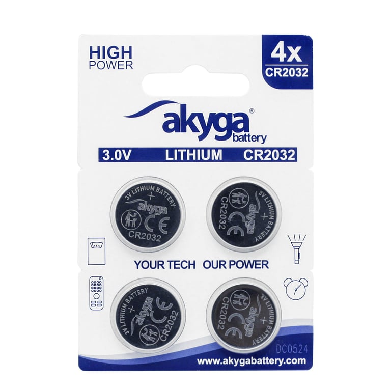 Akyga AKY2100 bateria do użytku domowego Jednorazowa bateria CR2032 Lithium-Manganese Dioxide (LiMnO2)