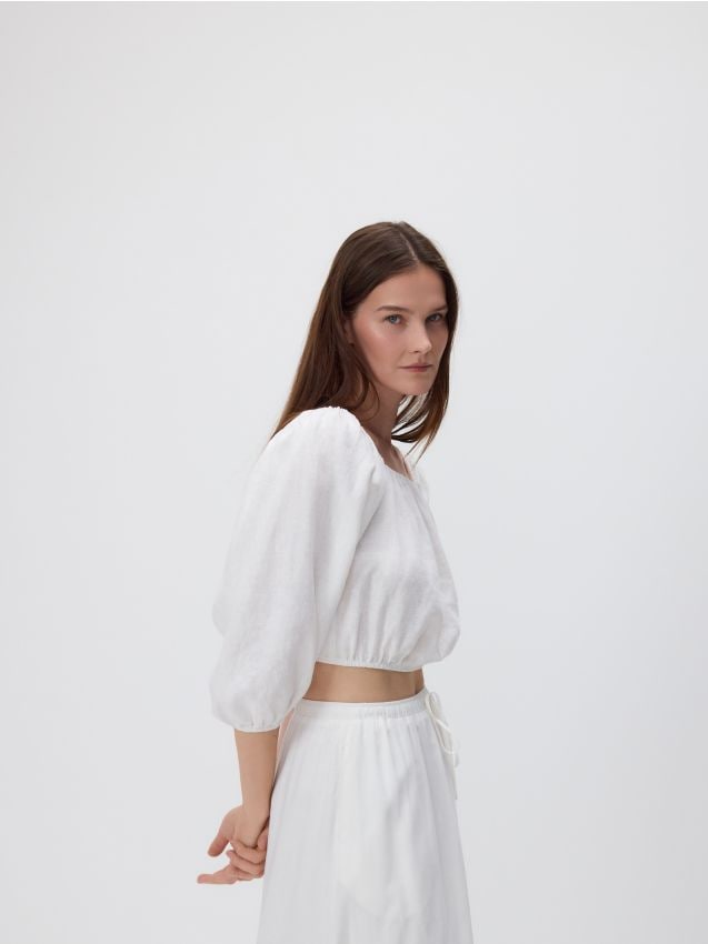 Reserved - Lniana bluzka - biały